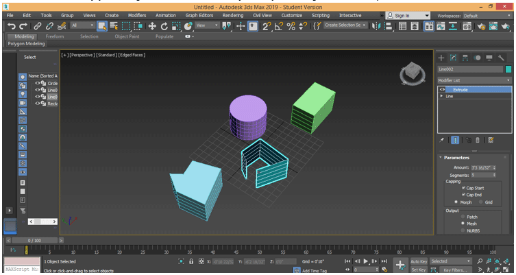 extrude effect in perspective view port 5