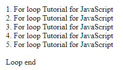 For Loop in JavaScript