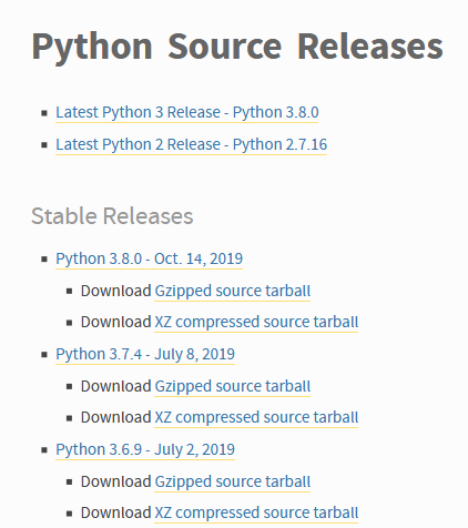 python source releases