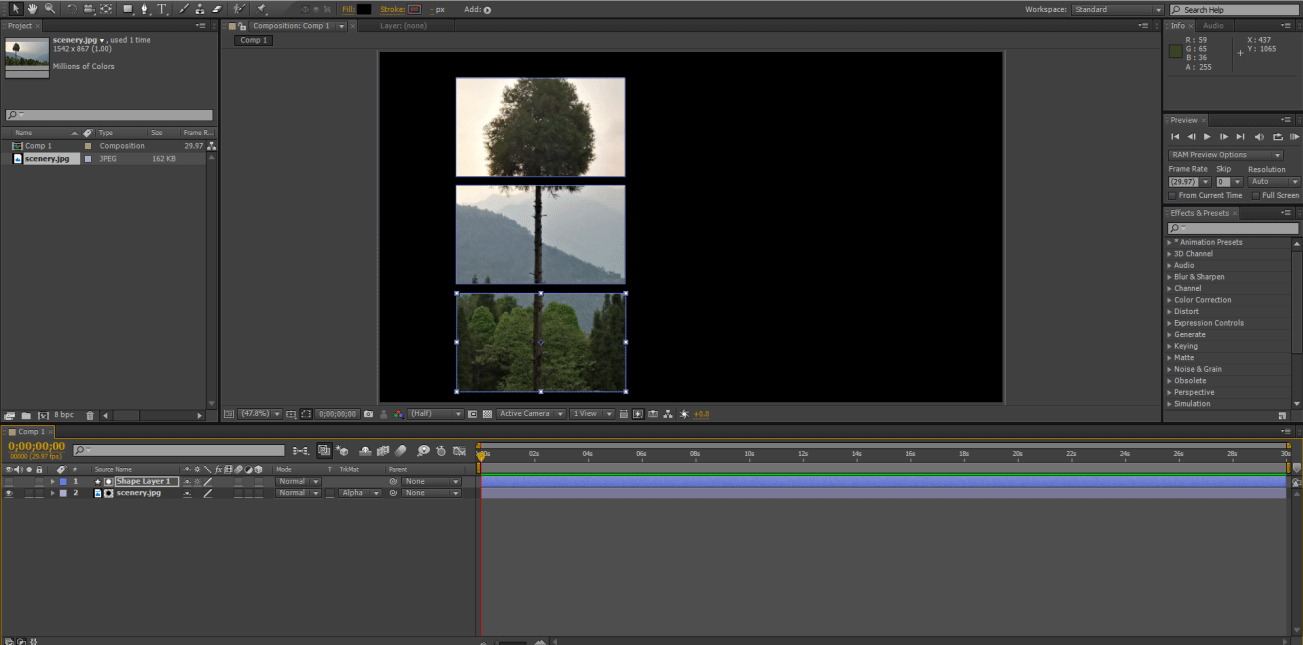 effets de sortie (piste mate dans after effects)