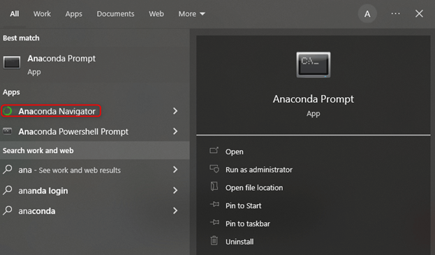 search Anaconda Navigator