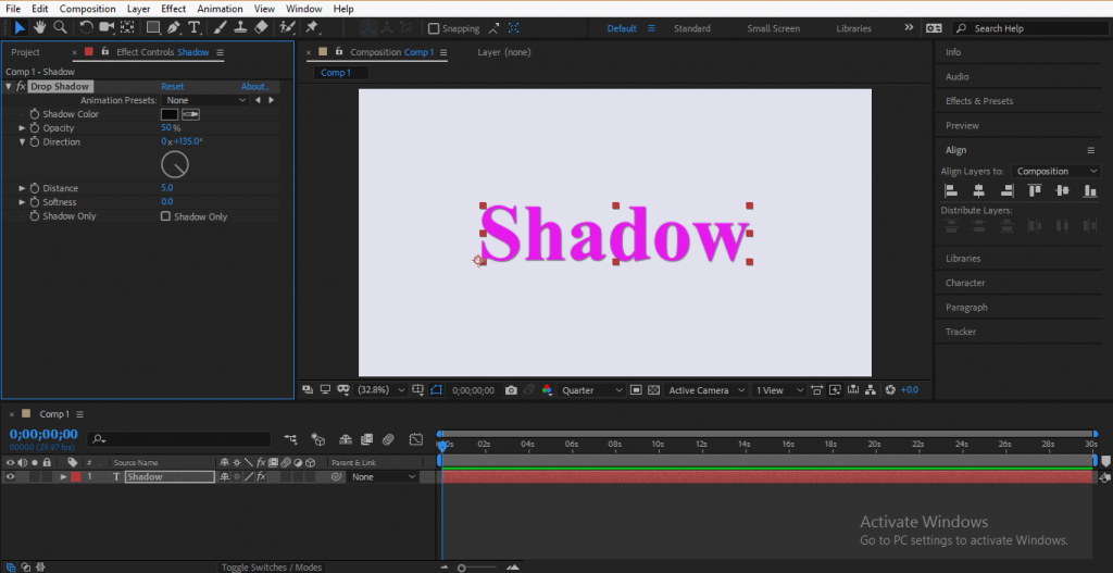 drop shadow after effects solid