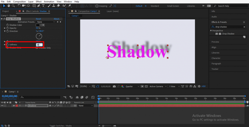add easy drop shadow after effects