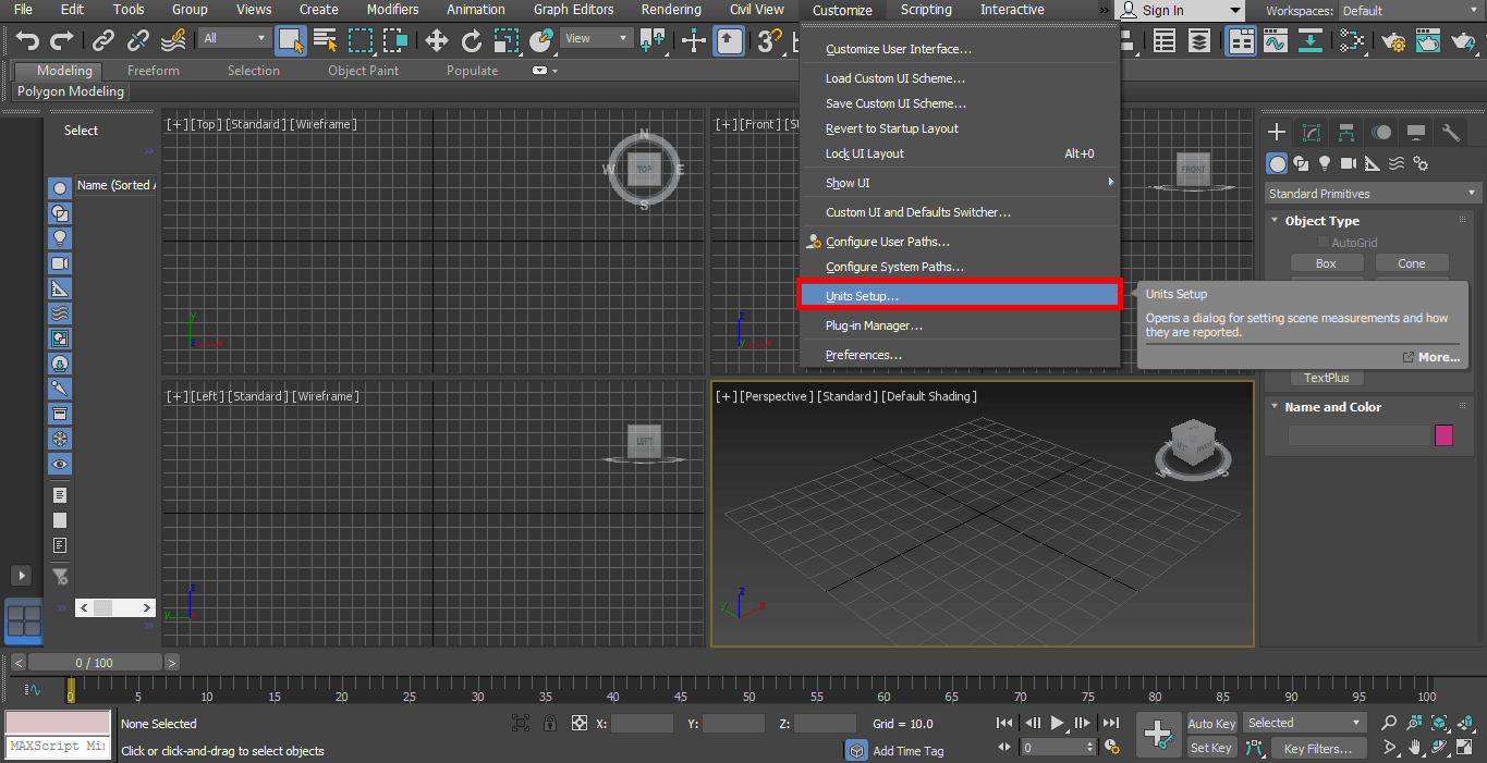 System unit setup 3ds max где