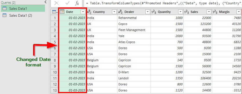 changed date format