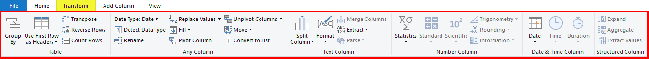 Query Editor Tools- TRANSFORM