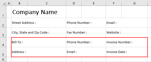 Blank Invoice Excel Template Example 2-4