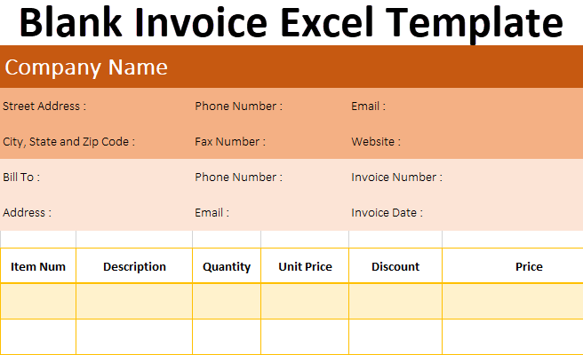 Blank Invoice Excel Template