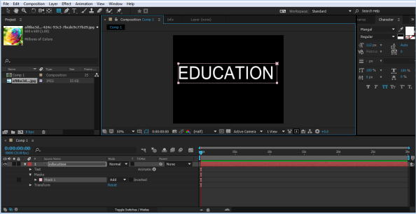 Masking Layers in Adobe After Effects- Create a Mask on the Text