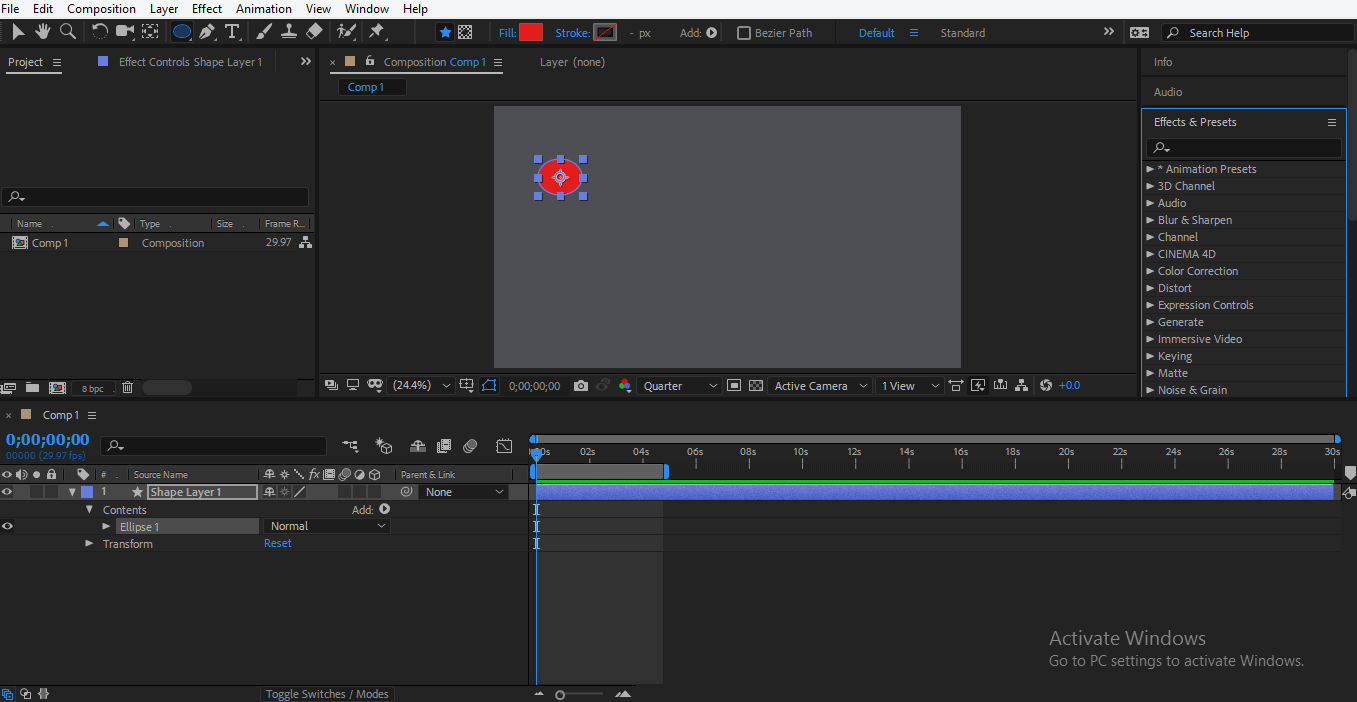 Exportar en After Effects 5 Dibujar un círculo