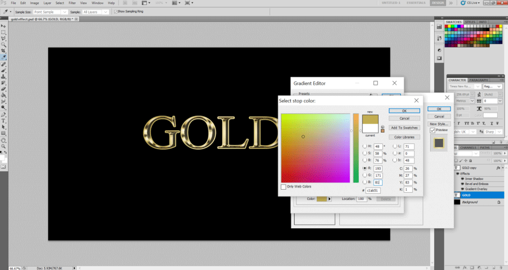 Gold Text Effect in Photoshop | Create an Easy Realistic Gold Text Effects