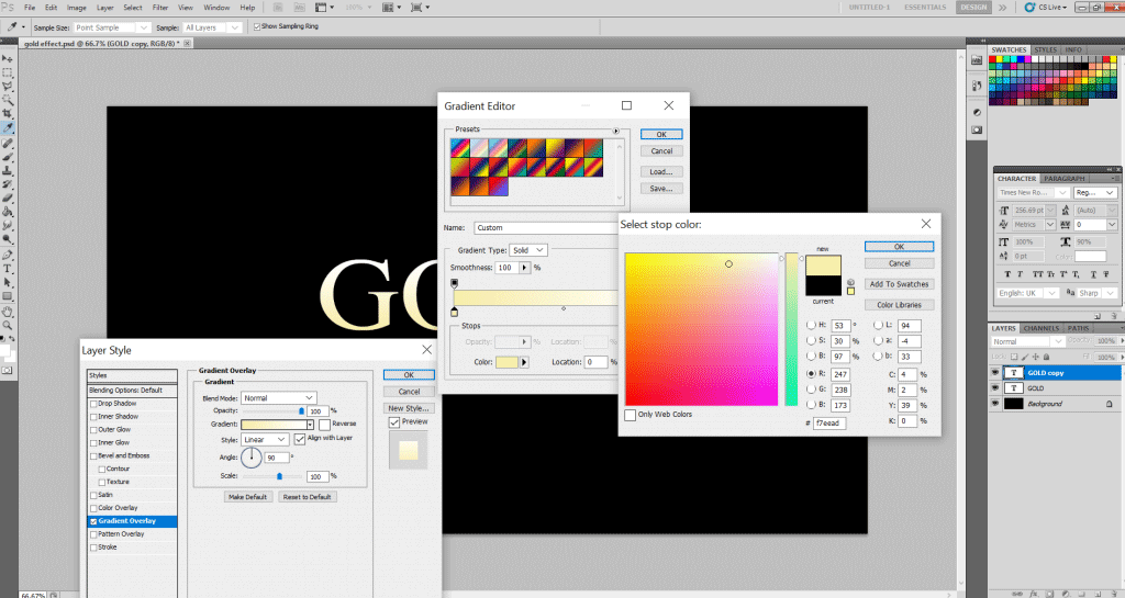 Gold Text Effect in Photoshop | Create an Easy Realistic Gold Text Effects