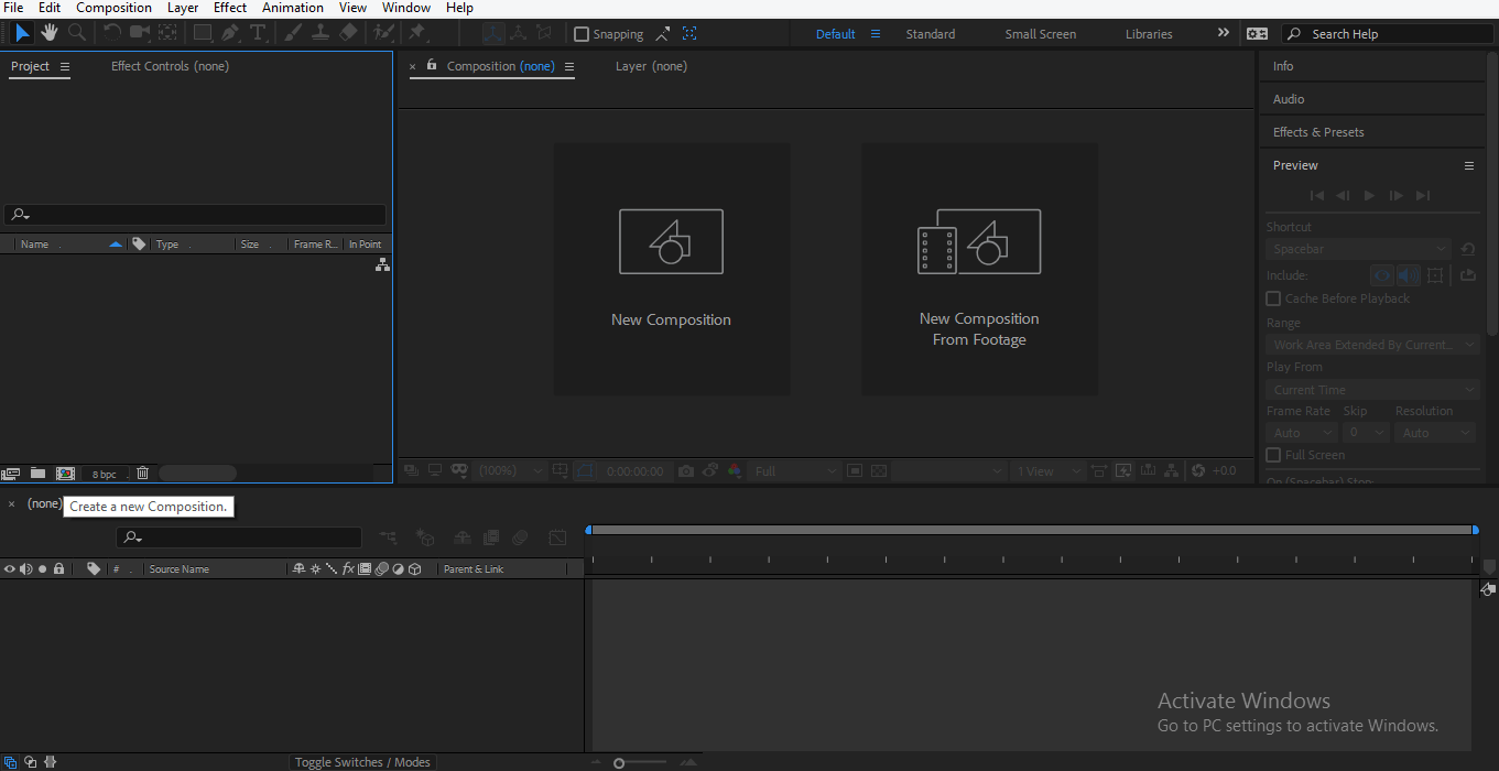 Export in After Effects 3 New Composition