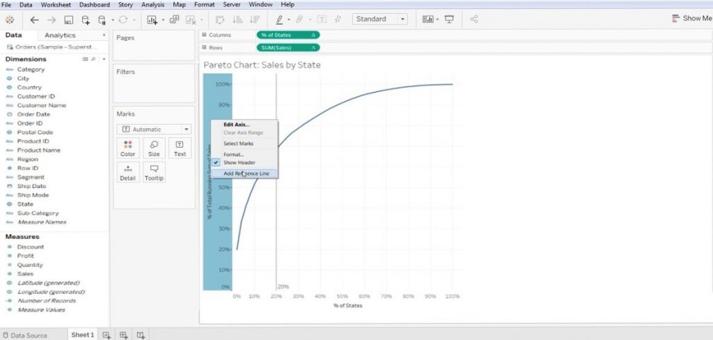 Pareto Chart in Tableau | Steps for Creating Pareto Chart with Importance