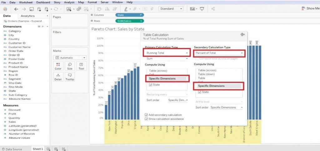 Pareto Chart in Tableau | Steps for Creating Pareto Chart with Importance