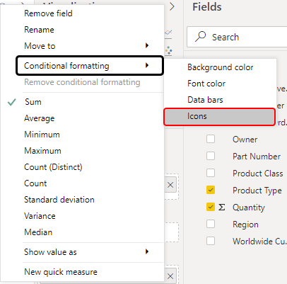 Conditional formatting option Example 1-10