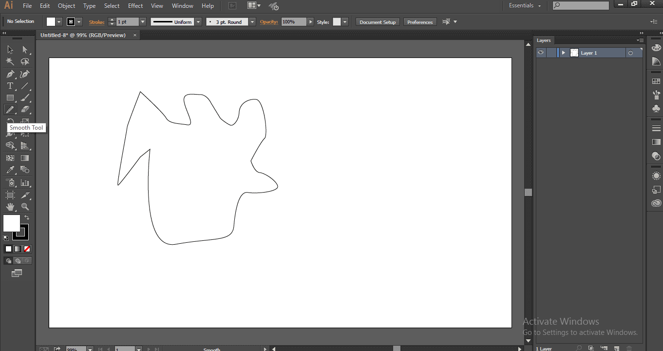 Half of the Shape - Smooth Tool in Illustrator