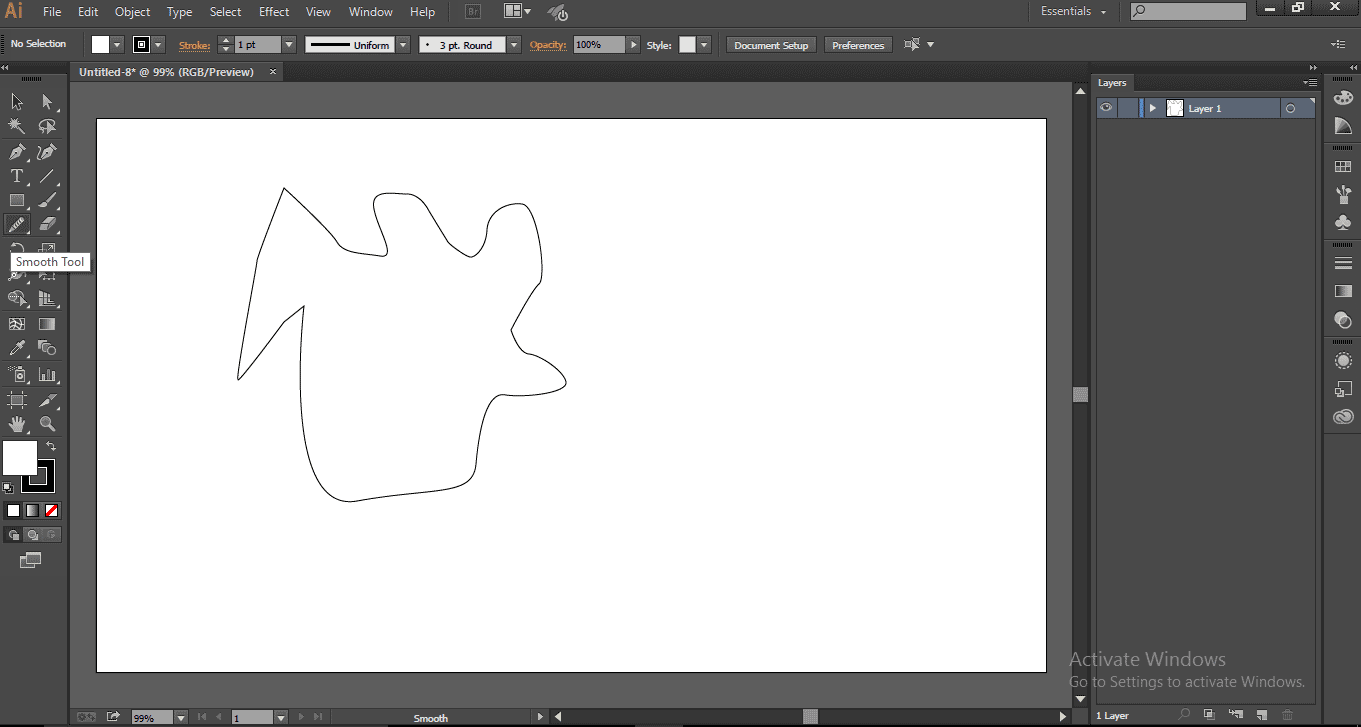 Make edges and curves smoother using the Smooth tool