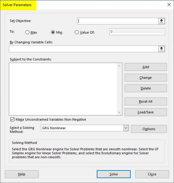 Linear Programming in Excel 2-5