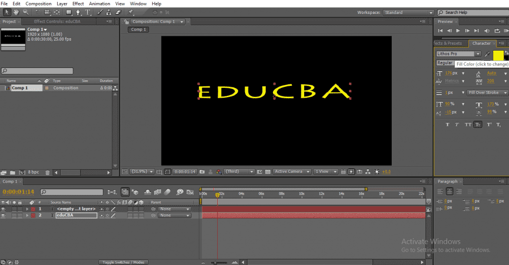 how to rotate text on after effects
