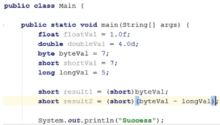 Type Conversion in Java eg10