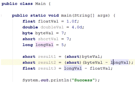 Type Conversion in Java eg12