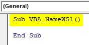 VBA Name Worksheet Example 1-1