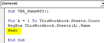 VBA Name Worksheet Example 3-4