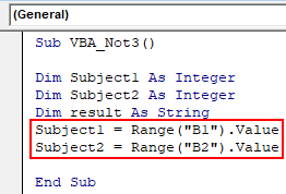 VBA Not Example 3-4