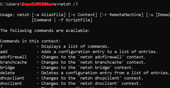 Windows Networking Commands netsh