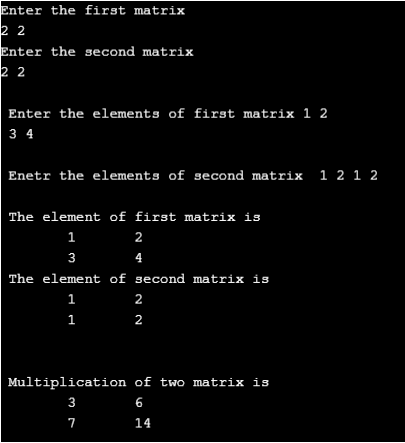 matrix program in c