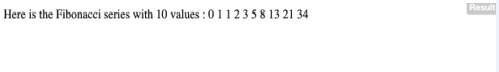 Fibonacci series with 10 values