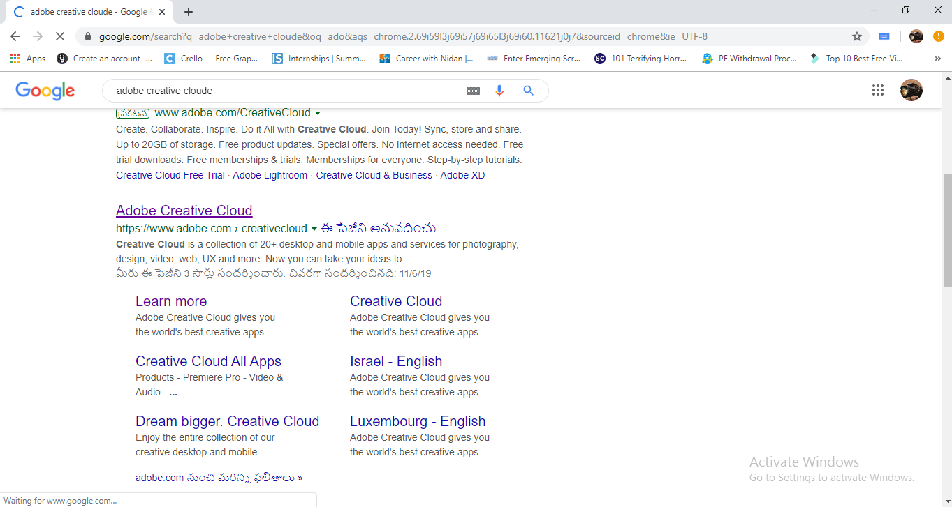 google search (Install Adobe Creative Cloud)