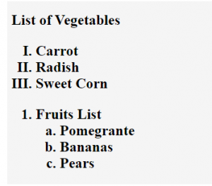 List of Vegetables and Fruits