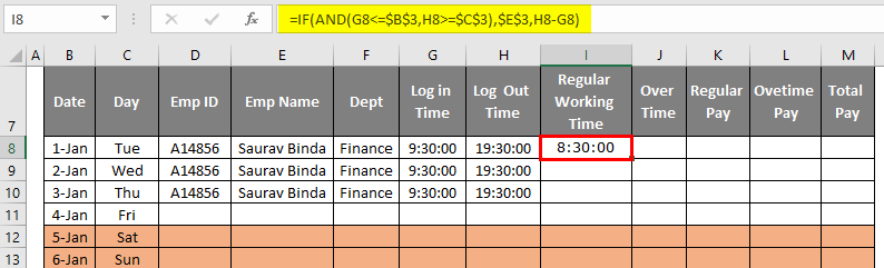 regular working time 