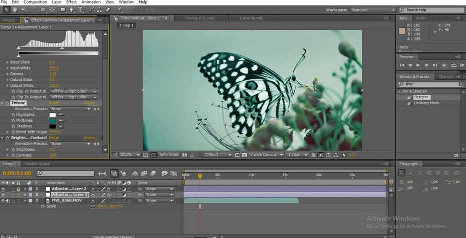 Color Grading In After Effects Process To Change The Colors To The Visuals