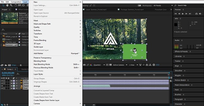 Как сделать pre compose в after effects