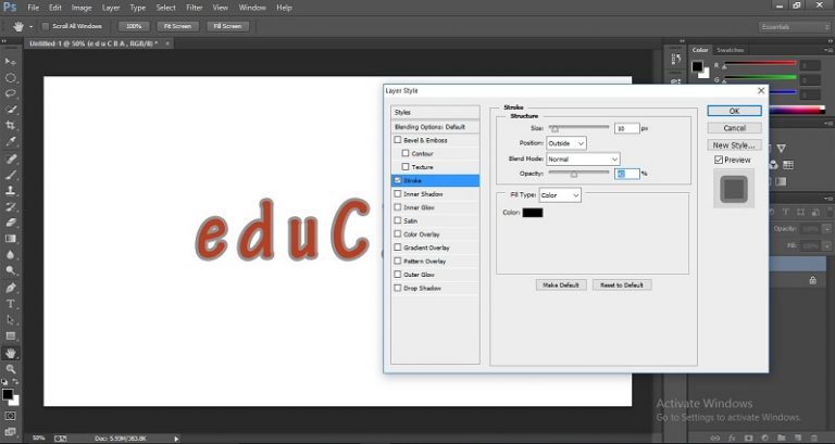 How to change text color in photoshop process to change text color