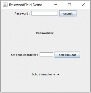 Jpasswordfield | Declaration, Method detail of Jpasswordfield with Example
