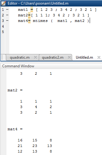 Matrix Multiplication in Matlab eg2