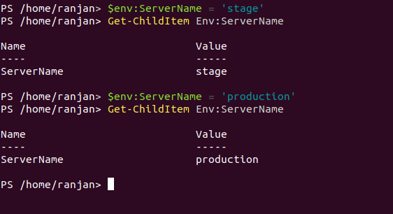 powershell environment variables