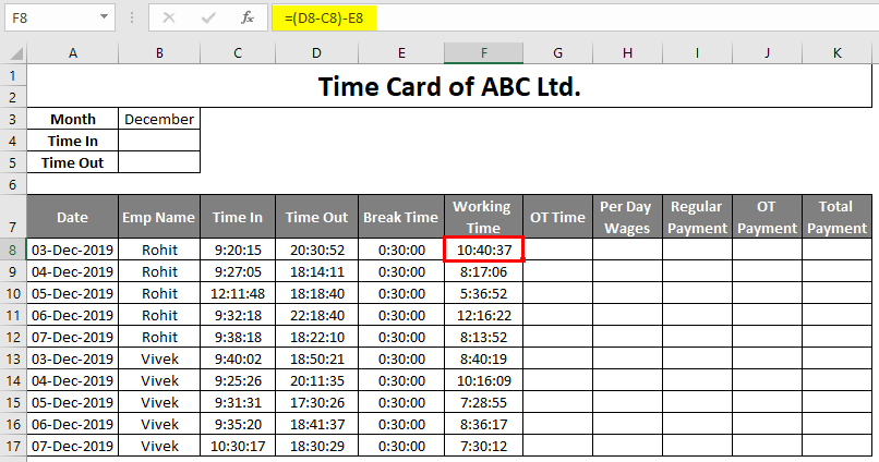 Time Card Template For Excel from cdn.educba.com
