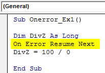 Excel VBA On Error Goto 0 Example 1-5