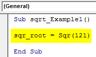 VBA Square Root Example 1-4
