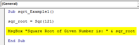 VBA Square Root Example 1-5
