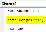 VBA With Statement Example 1-2