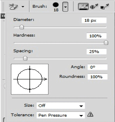 propeties of brush (Eraser Tool in Photoshop)