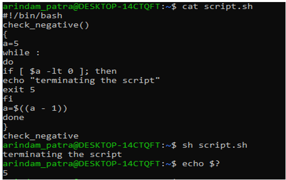 function in shell script 2