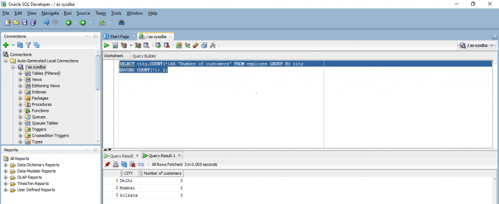 Oracle Having Clause | How does the HAVING clause work in oracle?