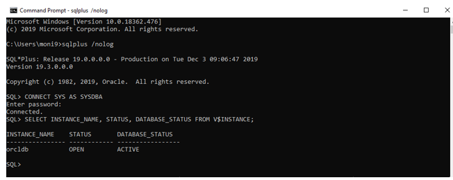 command prompt - SQLPLUS